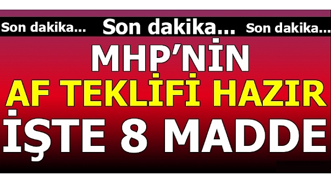 MHP'nin af teklifi hazır, İşte 8 Madde