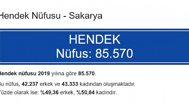 Hendek Ve Sakarya Nüfusu Arttı!