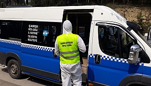 Toplu taşıma araçları dezenfekte ediliyor