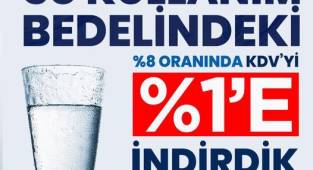 Suyun KDV'si %1'e düştü...