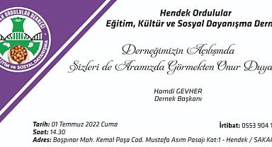 Hendek Ordulular Derneği Açılıyor...