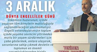 BAŞKAN YALÇIN'DAN 3 ARALIK DÜNYA ENGELLİLER GÜNÜ MESAJI