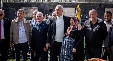 BAŞKAN BABAOĞLU’NDAN EVİ YANAN AİLEYE ZİYARET