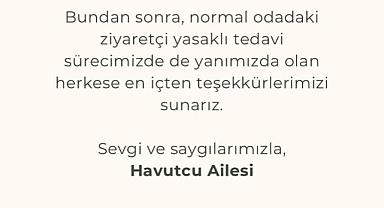 HAVUTÇU AİLESİNDEN TEŞEKKÜR MESAJI