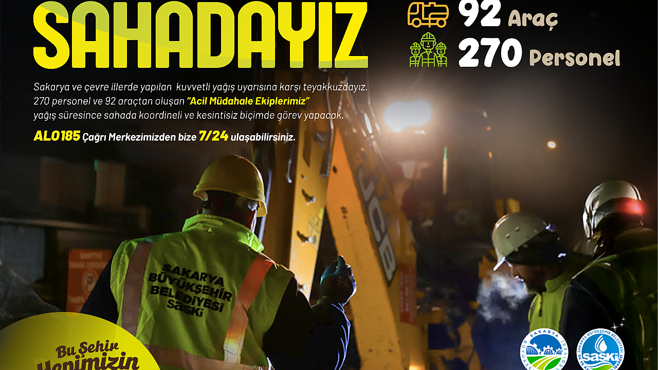 SASKİ Yağış Uyarısına Karşı 270 Personel Ve 92 Araçla Şehir Genelinde 7/24 Sahada