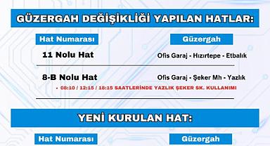 Büyükşehir'den 3 Toplu Taşıma Hattında Yeni Düzenleme