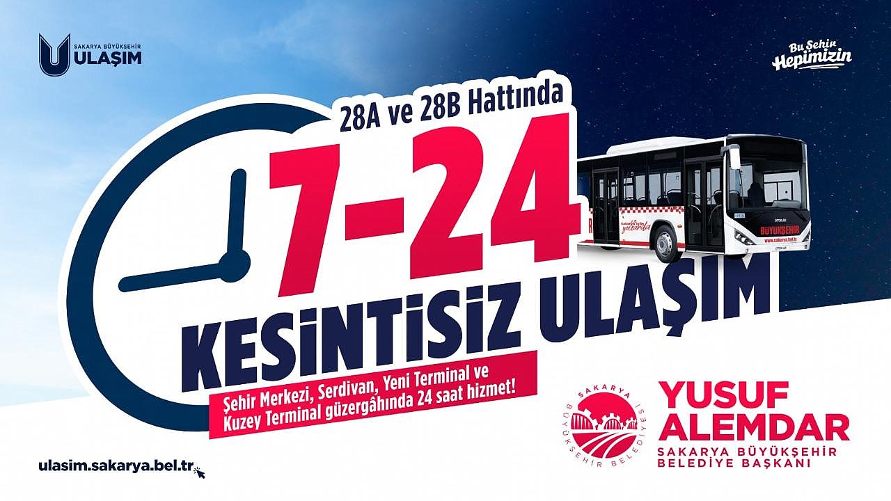 Sakarya’nın En Yoğun Bölgelerinde Toplu Taşıma 24 Saat Durmayacak: Gece Ring Seferleri Başlıyor