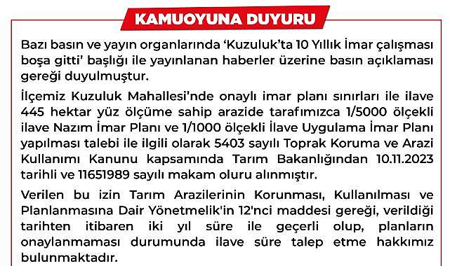 AKYAZI BELEDİYESİNDEN BASIN AÇIKLAMASI