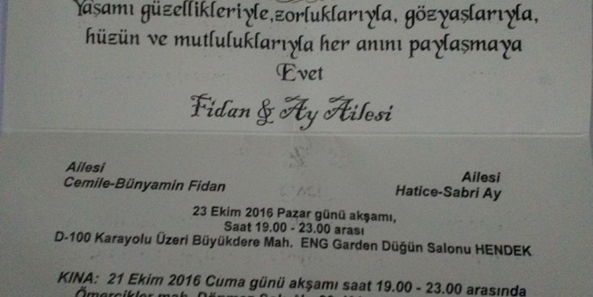 EMEL FİDAN VE AHMET AY,TÜM SEVENLERİNİ DÜĞÜNLERİNE DAVET EDİYOR.