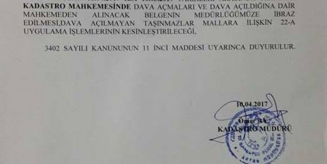 KARGALIHANBABA MAHALLESİNE KADASTRO UYARISI!...