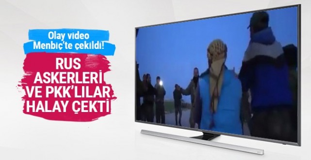 Rus askerleri ve PKK'lılar Menbiç'te birlikte halay çekti
